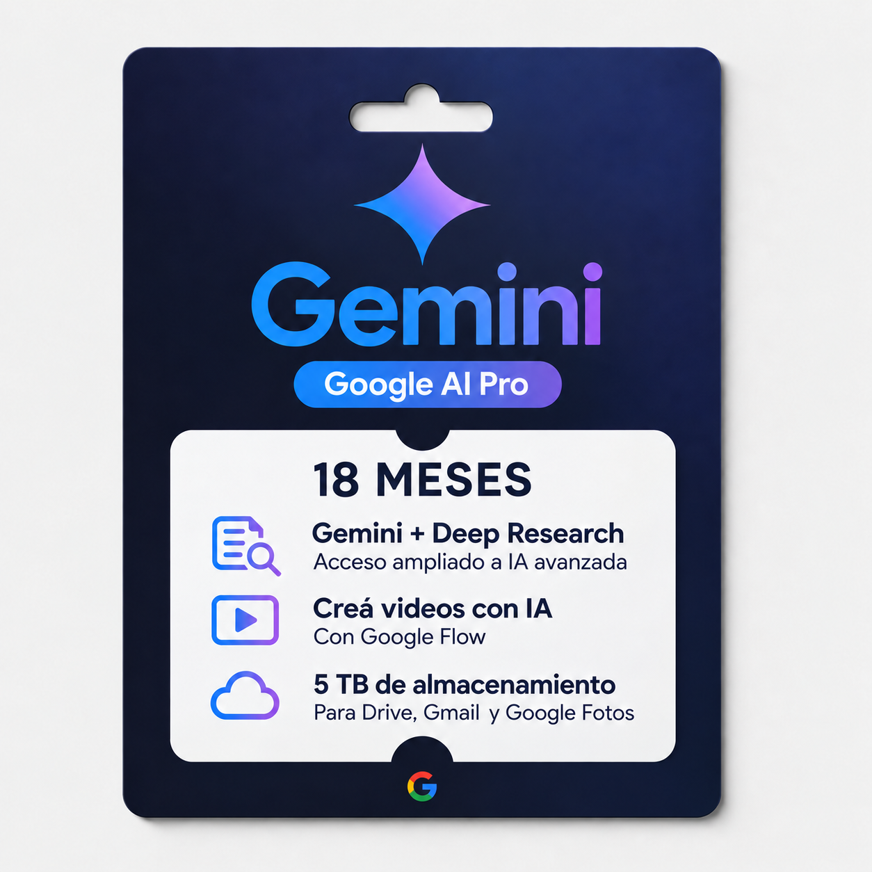 Gemini PRO (Google IA Pro 5TB de almacenamiento)